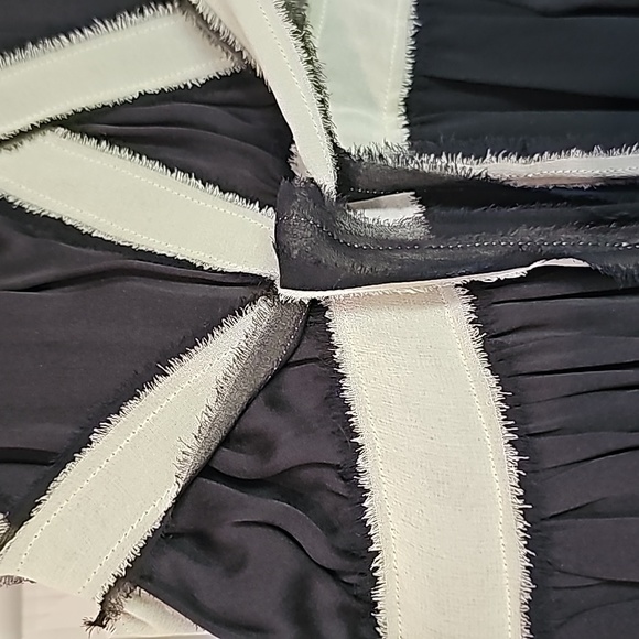 EXQUISITE VANESSA BRUNO SILK RAW EDGE EVENING DRESS tie up v neck - Picture 4 of 13